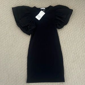 Zara black dress with puff sleeves